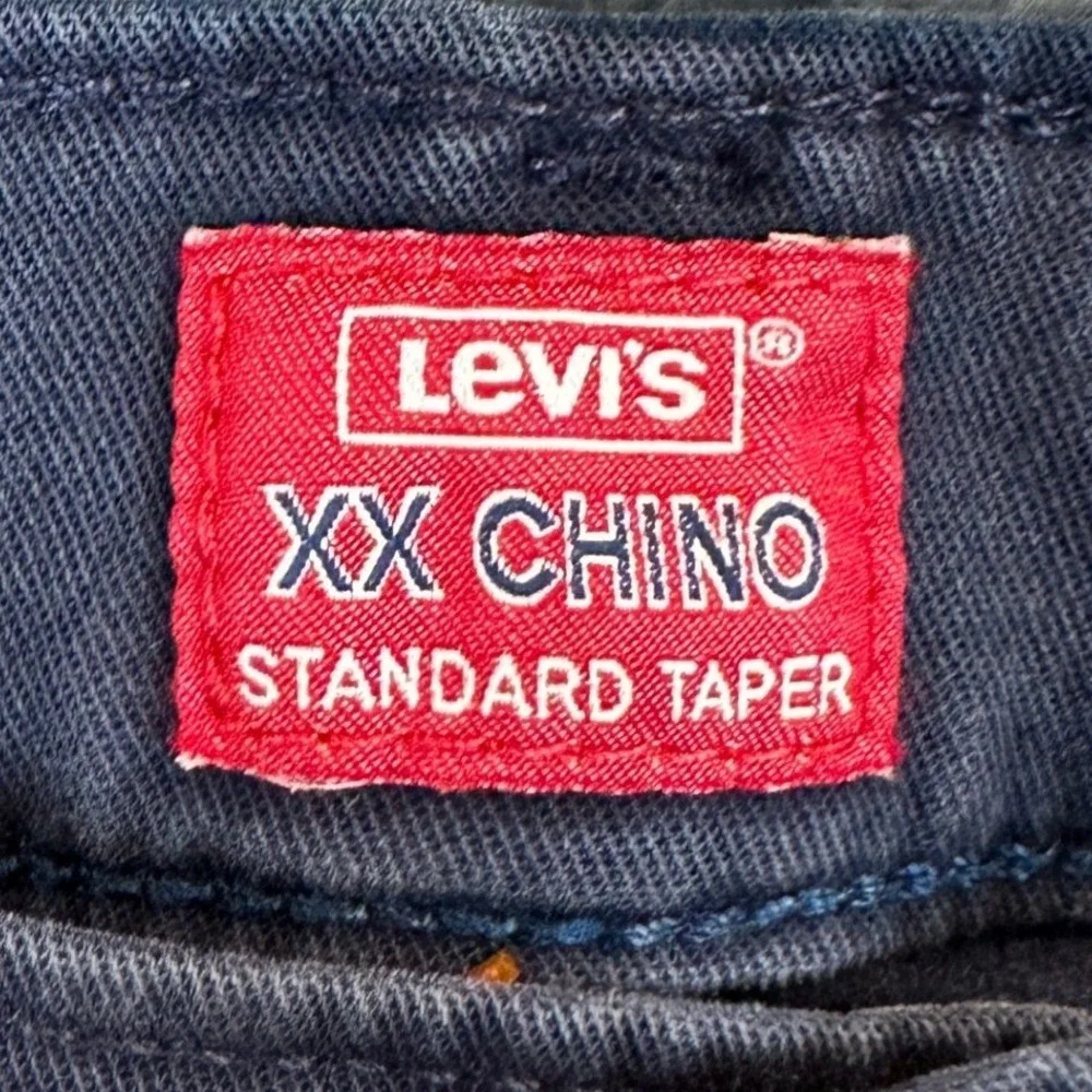 Levis XX Chino Pants Mens 33X32 Standard Taper Navy Blue Red Tab Casual Stretch